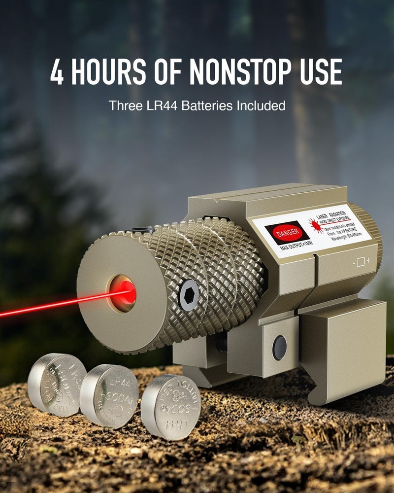 Pinty Compact Tactical Red Laser Sight with Picatinny Mount Alan Wrenches for Hunting - Easy and Bright, Flat Dark Earth - Image 5